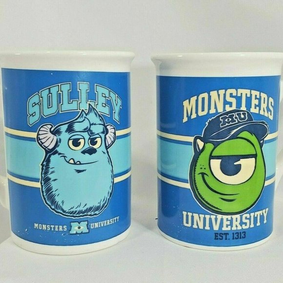 Disney Pixar Monsters University Mike and Sulley Ceramic Coffee Mug Cup Set of 2